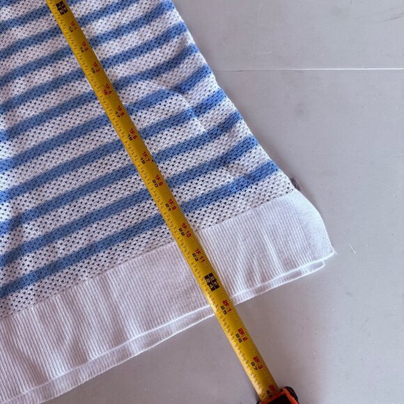 T by Talbots Blue White Stipe Open Knit Pullover Sweater Womens size Medium - Picture 7 of 7